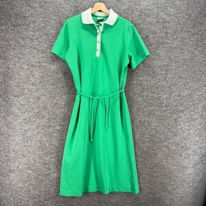 The Towner Dress Women M Medium Green Sheath Midi Belted Collared Button Casual
